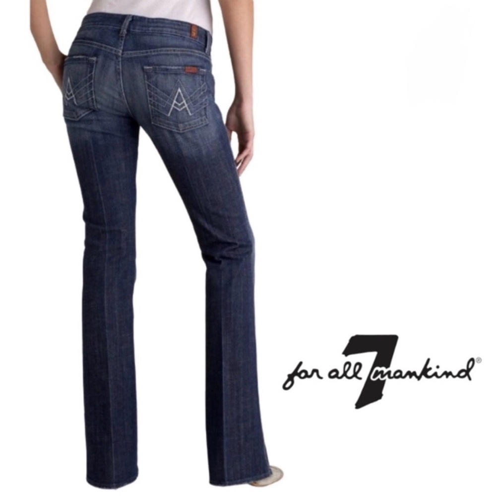 7 For All Mankind “A Pocket” Vintage Dark Blue Flare Jeans - Size 29 Fits 26/27